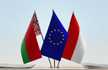 Flags of Belarus European Union and Indonesia