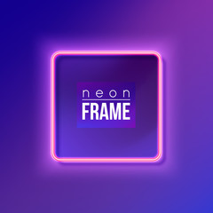Pink neon frame, billboard. Vector illustration