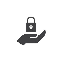 Hand and lock vector icon. filled flat sign for mobile concept and web design. Security simple solid icon. Symbol, logo illustration. Pixel perfect vector graphics
