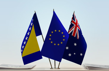 Flags of Bosnia and Herzegovina European Union and Australia