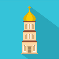 Church tower icon. Flat illustration of church tower vector icon for web