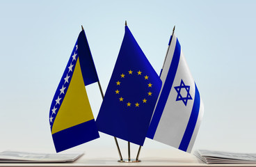 Flags of Bosnia and Herzegovina European Union and Israel