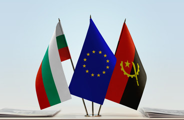 Flags of Bulgaria European Union and Angola