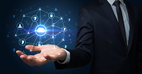 Networking connection concept with dark wallpaper