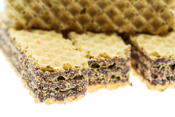 chocolate wafers isolated on white background