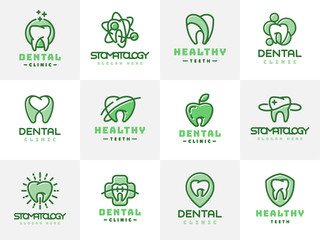 Fototapeta premium Wektor ilustracja szablon ochrony etykiety dentystycznej streszczenie stomatologia usta graficzny element ustny
