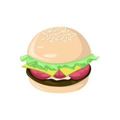 Fresh Big Burger Food Cafe Illustration