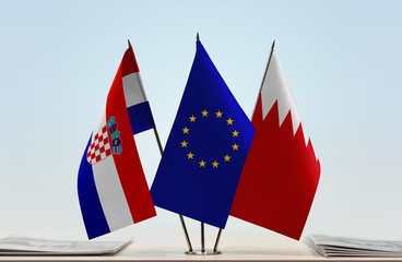 Flags of Croatia European Union and Bahrain