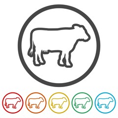 Cow silhouette icon, 6 Colors Included