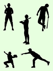 Fototapeta na wymiar Baseball player gesture silhouette 03. Good use for symbol, logo, web icon, mascot, sign, or any design you want.