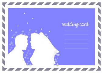 vector wedding invitation looks like a postal letter..