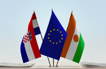 Flags of Croatia European Union and Niger