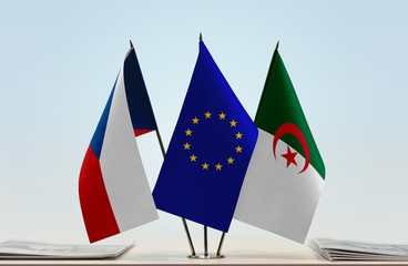 Flags of Czech Republic European Union and Algeria