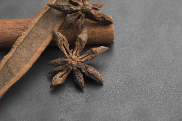 Anise stars and cinnamon sticks