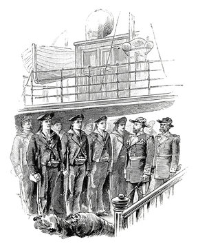 Appell der Matrosen auf einem Kriegsschiff