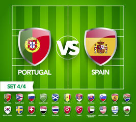 vector illustration football scoreboard team A vs team B broadcast graphic soccer score graphic template on green pattern field for game