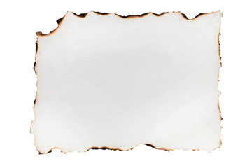 Burnt edges paper isolated on white background.