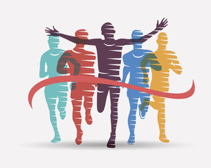 running athletes symbol, sport and competition concept