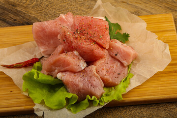 Raw pork pieces