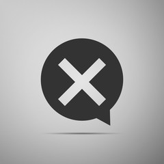 X Mark, Cross in circle icon isolated on grey background. Check cross mark icon. Flat design. Vector Illustration