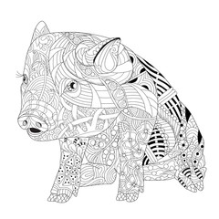 Piggy coloring book for adults vector
