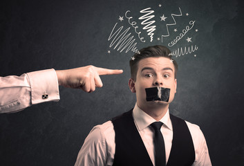 Leader pointing at employee