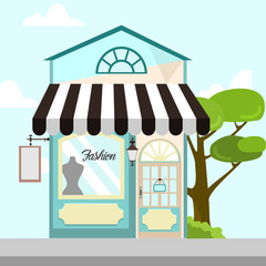 Fashion Store Front Building Background Illustration