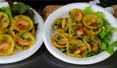 Vietnamese street food, yellow pancakes