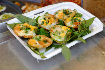 Vietnamese street food, yellow pancakes