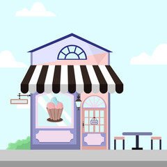 Ice Cream Shop Store Front Building Background Illustration