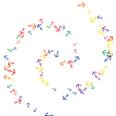 Pretty summer background with anchors. Anchor In Cartoon Free Style. Pattern Art Illustration Vector