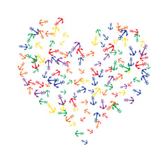 Pretty summer background with anchors. Anchor In Cartoon Free Style. Pattern Art Illustration Vector