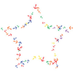 Pretty summer background with anchors. Anchor In Cartoon Free Style. Pattern Art Illustration Vector