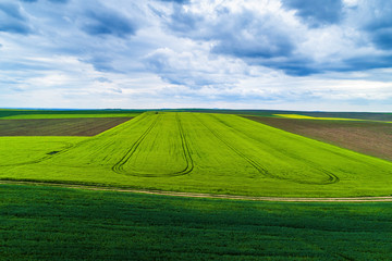Aerial view over the agricultural fields