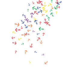 Pretty summer background with anchors. Anchor In Cartoon Free Style. Pattern Art Illustration Vector
