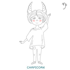 cute girl in the form of zodiac sign. Carpicorn