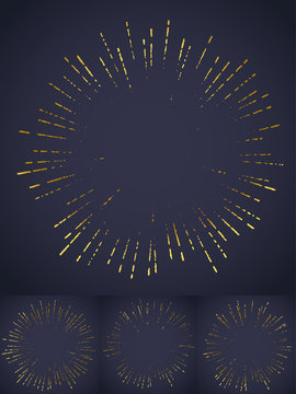Vintage grungy distorted golden metallic explosion burst template