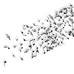 Vector Confetti Background Pattern. Element of design. Music Signs on a black Background