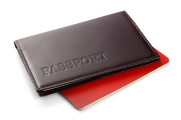 passport on the white table. white background..