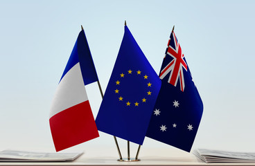 Flags of France European Union and Australia
