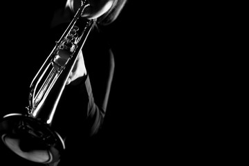 Trumpet player. Trumpeter playing jazz - obrazy, fototapety, plakaty