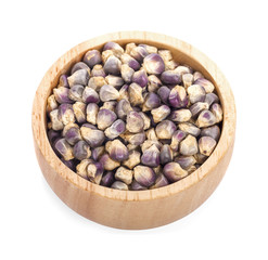 Cereal grains , seeds, beans on wooden background