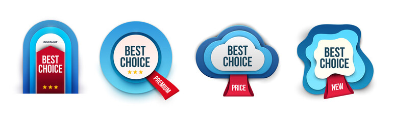 Set of branding design promotion banner, badge, label or sticker isolated on white background. Vector illustration.