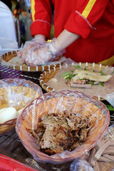 Vietnamese street food, rice paper rolls