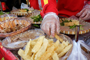 Vietnamese street food, rice paper rolls
