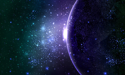 abstract planet in the starry night sky