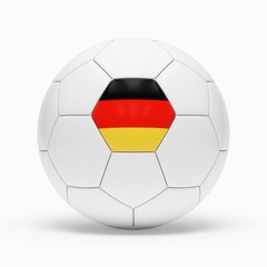 3d rendering of soccer ball with Germany flag isolated on a white background