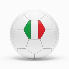 3d rendering of soccer ball with Italy flag isolated on a white background