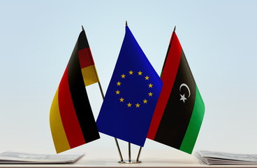 Flags of Germany European Union and Libya