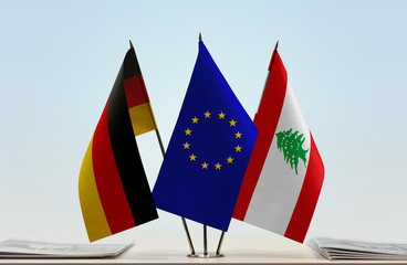 Flags of Germany European Union and Lebanon